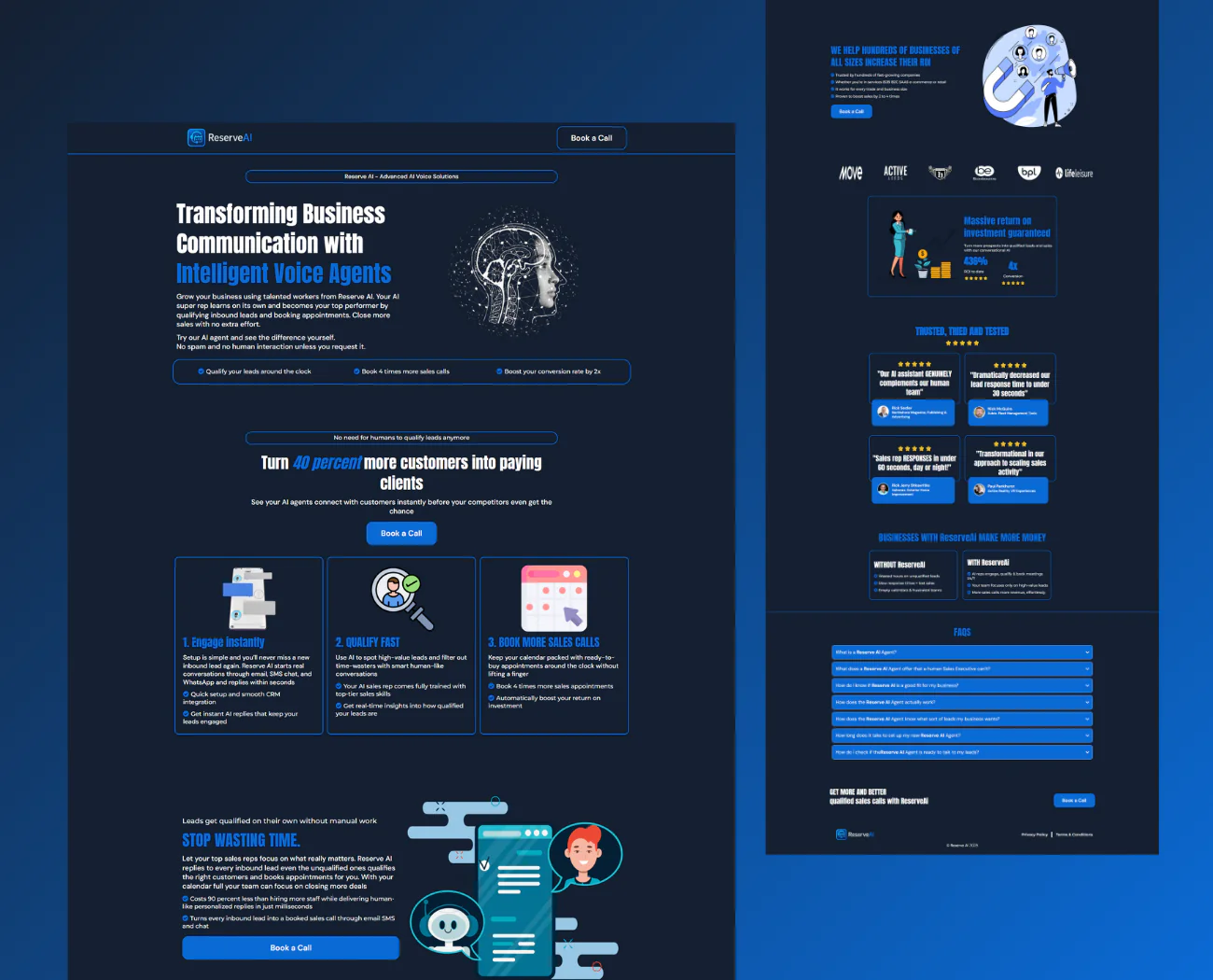 Website promoting intelligent voice agents
