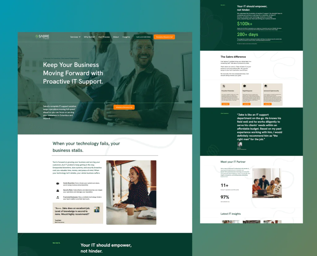 Business website with IT support information.